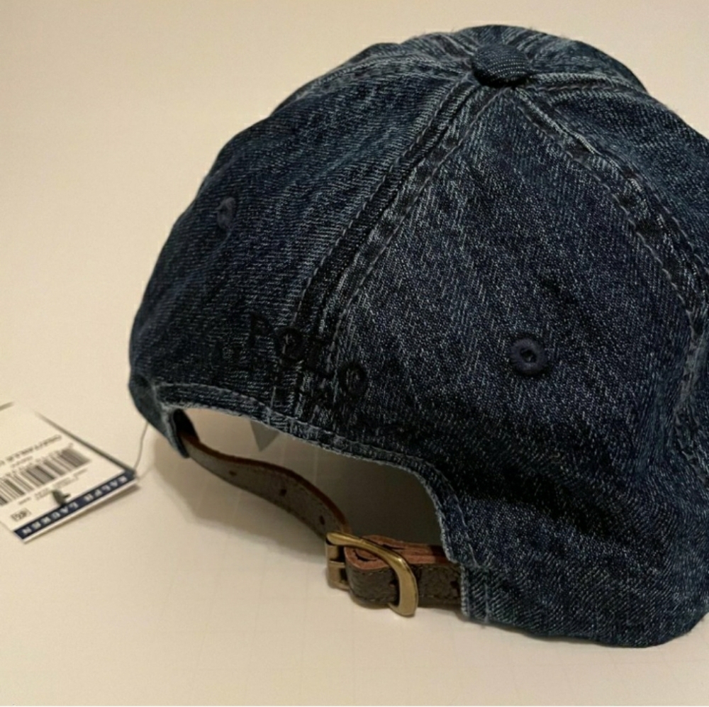 Polo Ralph Lauren POLO BEAR Denim Jeans Cap with Leather strap back - Navy - Picture 4 of 14